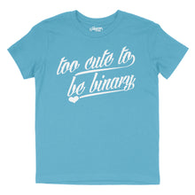Load image into Gallery viewer, Neon Blue Youth Tee - Too Cute to be Binary
