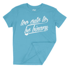 Load image into Gallery viewer, Neon Blue Youth Tee - Too Cute to be Binary
